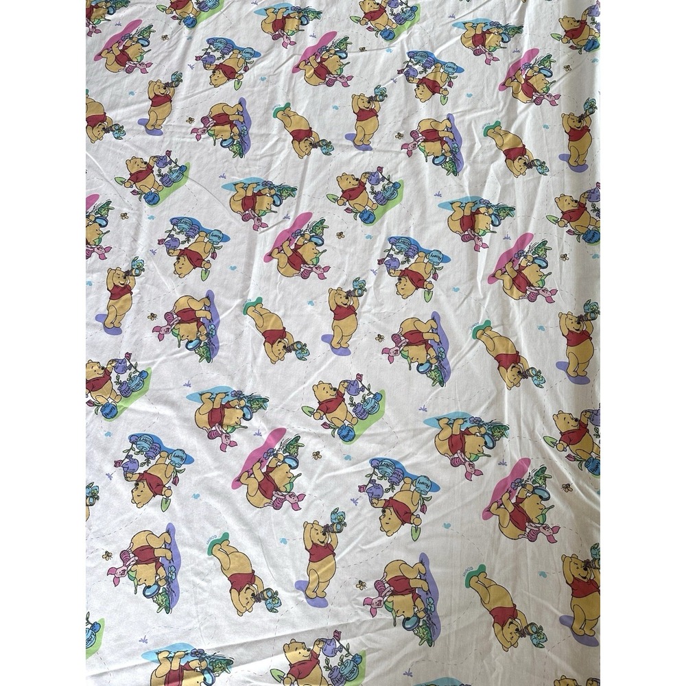 Vintage Winnie the Pooh Full Flat Sheet Disney Piglet Hunny Garden USA